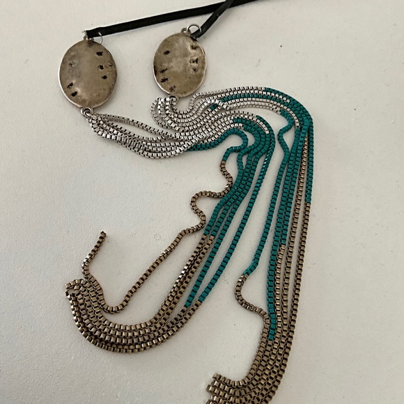 Boho Rope Necklace. Western Style Long Tassels Necklace Tie Leather Necklace. - Picture 5 of 11